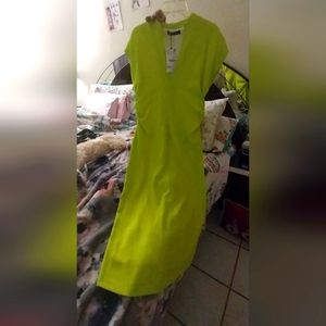 SOLD NWT Lime Green Midi Dress with Slit